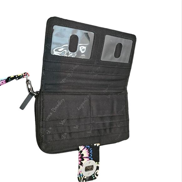 Vera Bradley Banana Swirl Black and Pink‎ Floral Paisley Wallet Wristlet - Picture 6 of 11